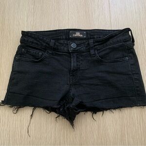 Aritzia Black Jean Shorts Distressed Mid-Thigh